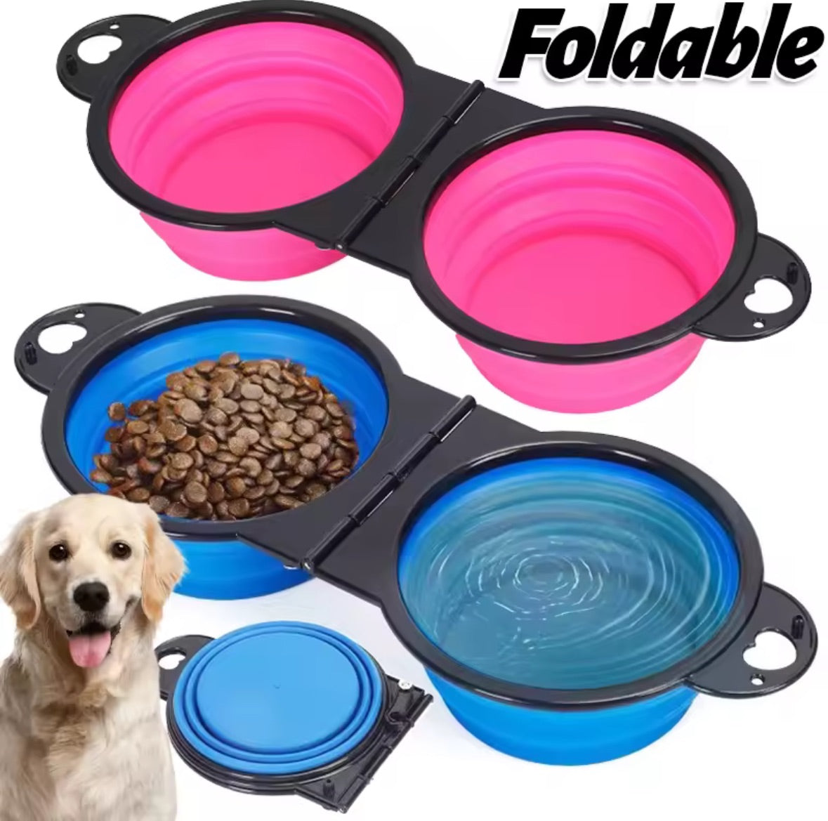 NomadPaws™ Foldable Duo Bowl – Adventure Dining for Pets