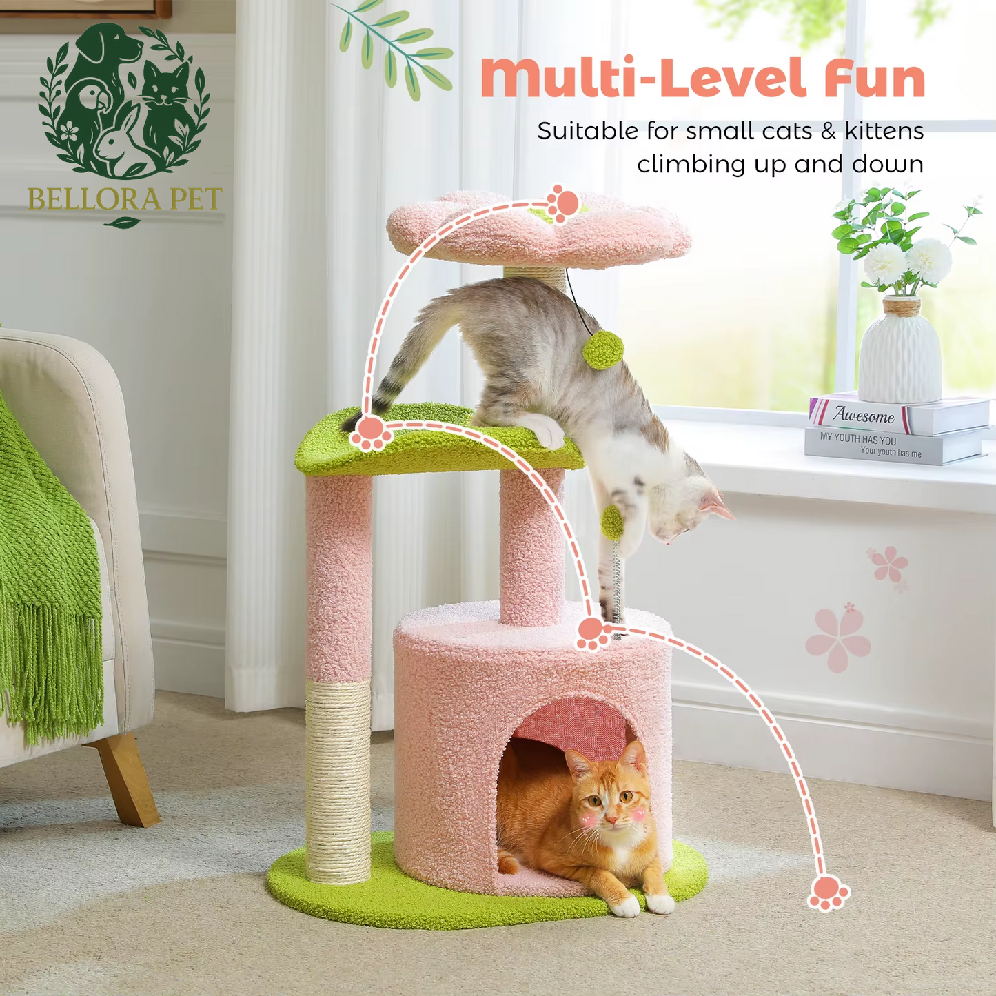 Cactus Oasis™ Cat Tree – Cozy Condo, Curved Perch & Scratch Post Playground