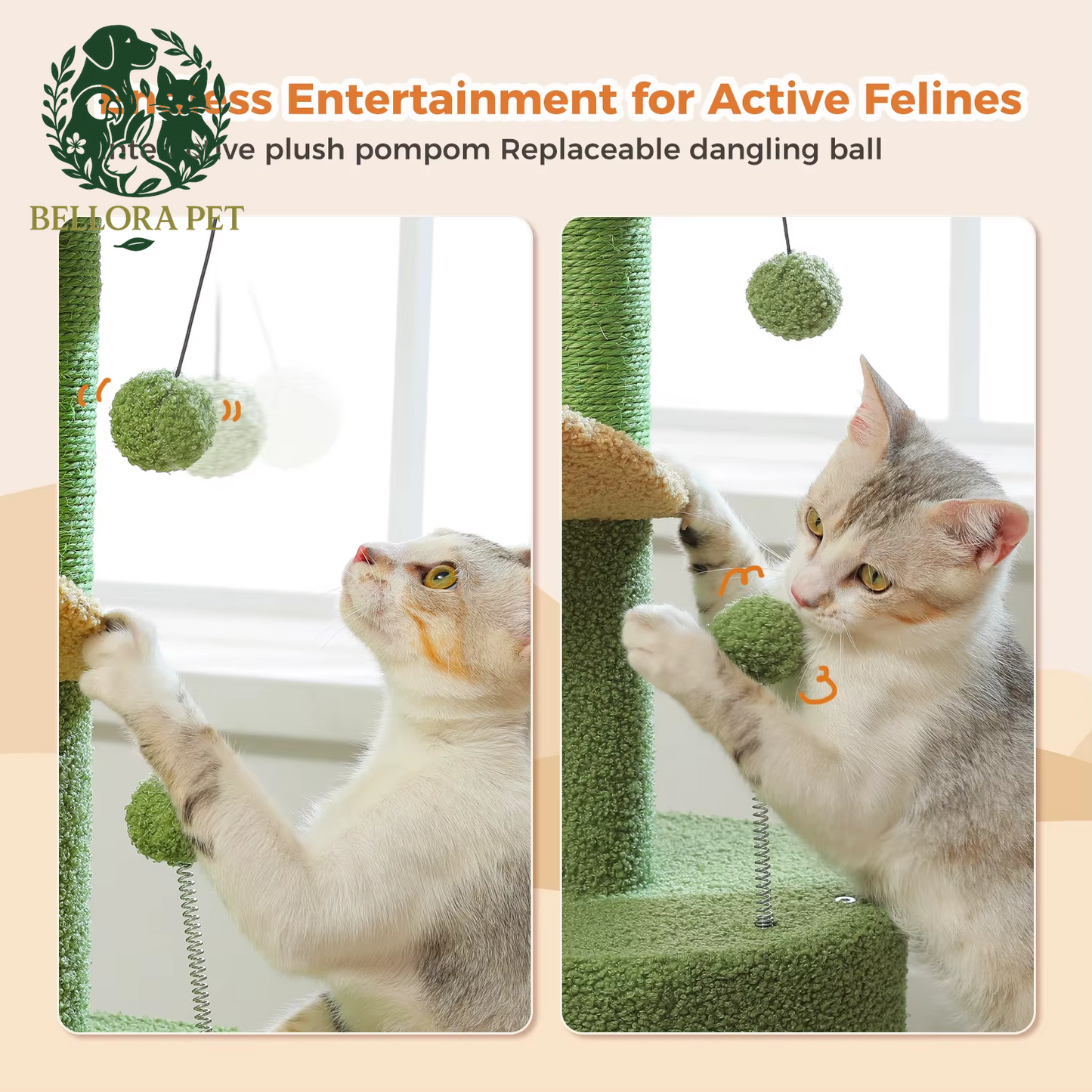 Cactus Oasis™ Cat Tree – Cozy Condo, Curved Perch & Scratch Post Playground
