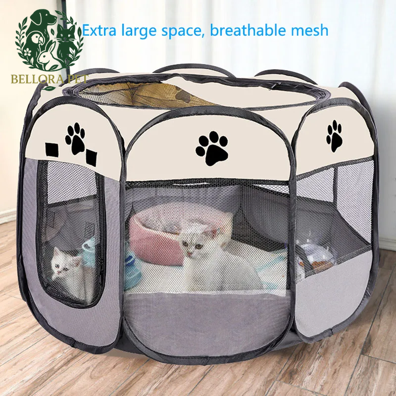 PawPal™ OctaPlay Tent – Foldable Pet Kennel & Travel Playpen for Cats & Dogs