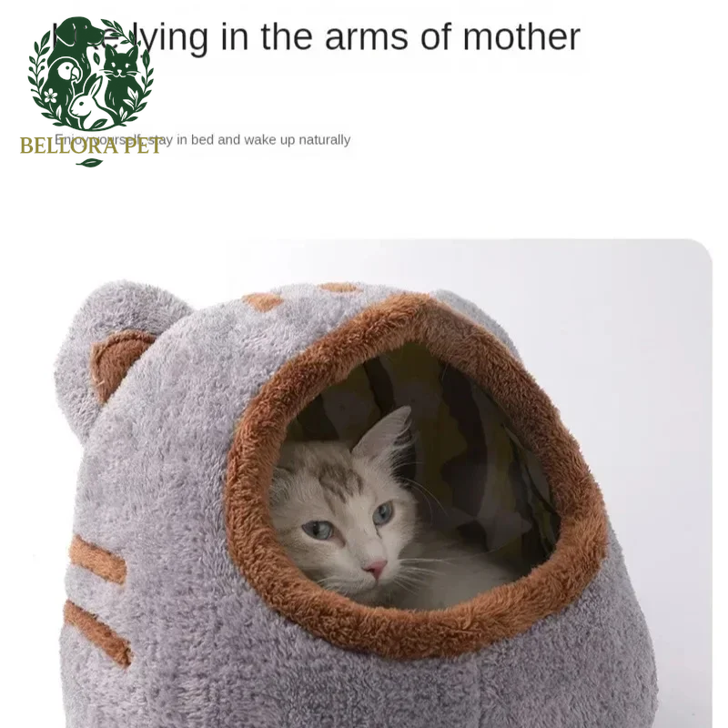 Winter Snuggle Cave – Foldable Plush Dog & Cat House with Non-Slip Base