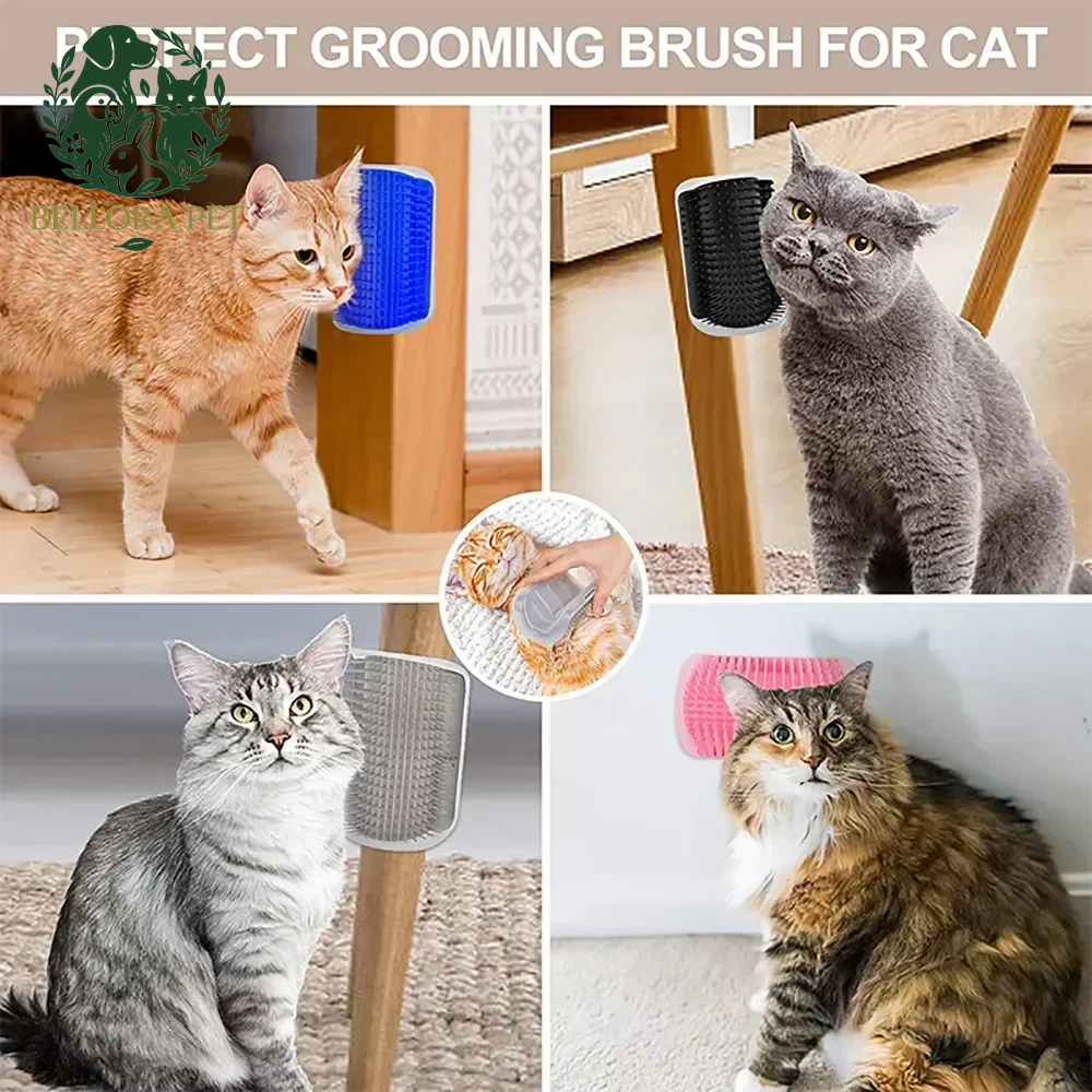 PurrSpa™ Corner Massage Tree – Self-Grooming Brush & Scratcher for Cats