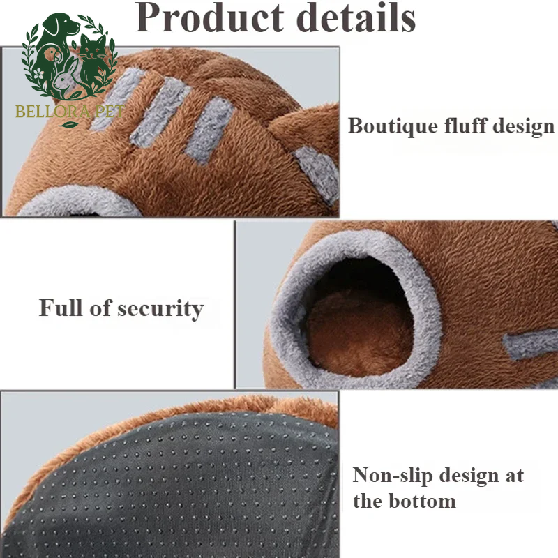 Winter Snuggle Cave – Foldable Plush Dog & Cat House with Non-Slip Base