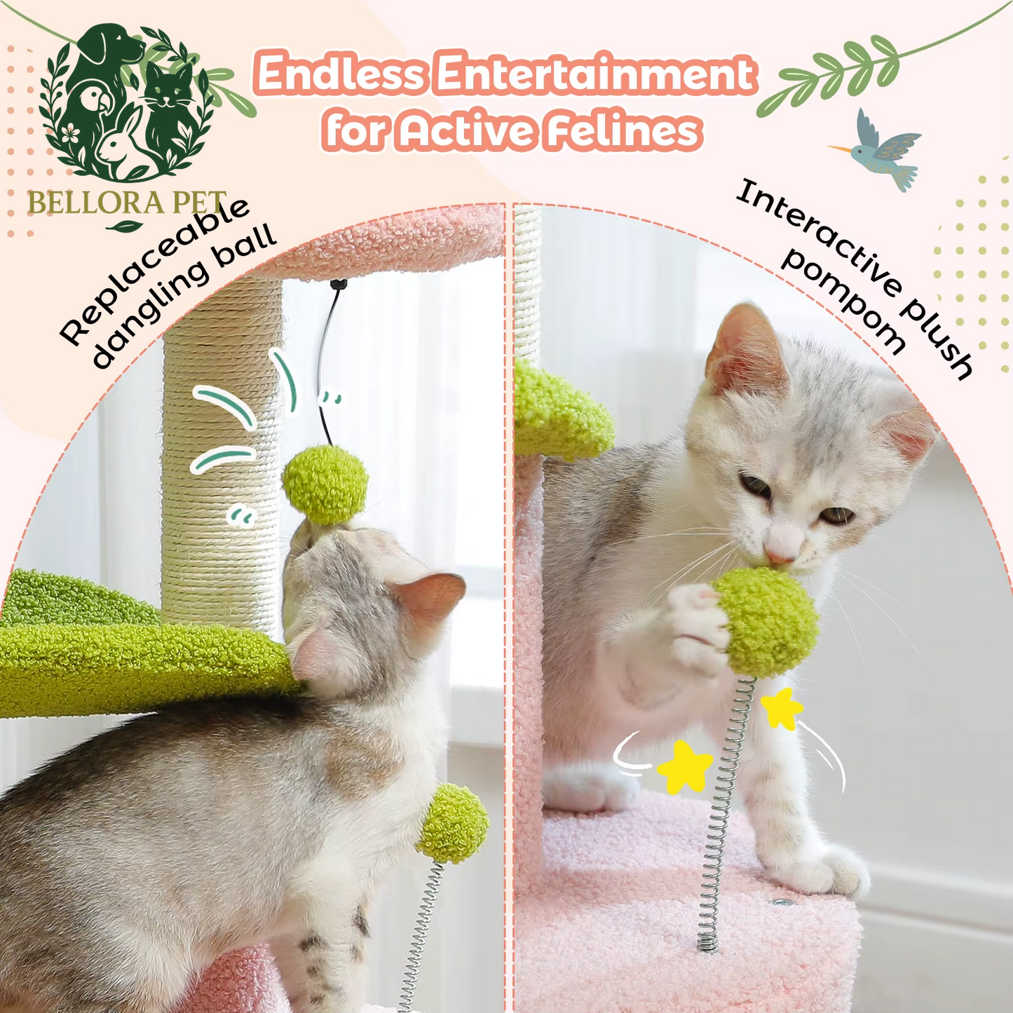 Cactus Oasis™ Cat Tree – Cozy Condo, Curved Perch & Scratch Post Playground