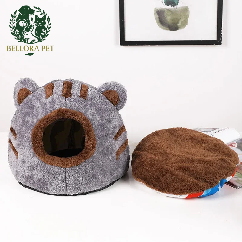 Winter Snuggle Cave – Foldable Plush Dog & Cat House with Non-Slip Base