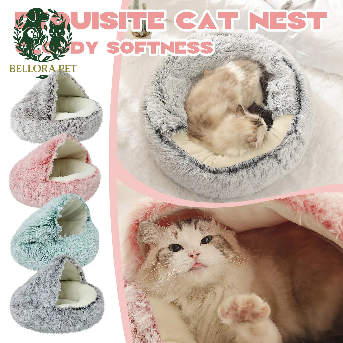 Ultra-Plush Cozy Cave Bed – Round Warm Nest for Cats & Small Dogs