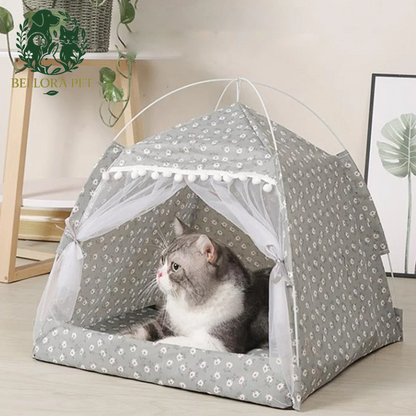 SnuggleTent Adventure Bed – Foldable Plush Tent House for Cats & Small Dogs