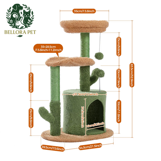 Cactus Oasis™ Cat Tree – Cozy Condo, Curved Perch & Scratch Post Playground