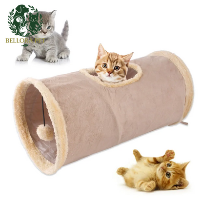 WhiskerWay™ Plush Cat Tunnel – Zoom, Hide & Snooze in Style