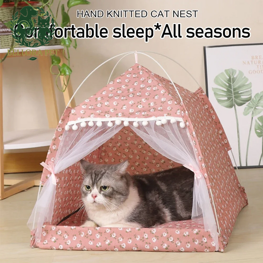 SnuggleTent Adventure Bed – Foldable Plush Tent House for Cats & Small Dogs