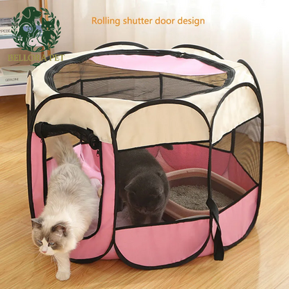 PawPal™ OctaPlay Tent – Foldable Pet Kennel & Travel Playpen for Cats & Dogs