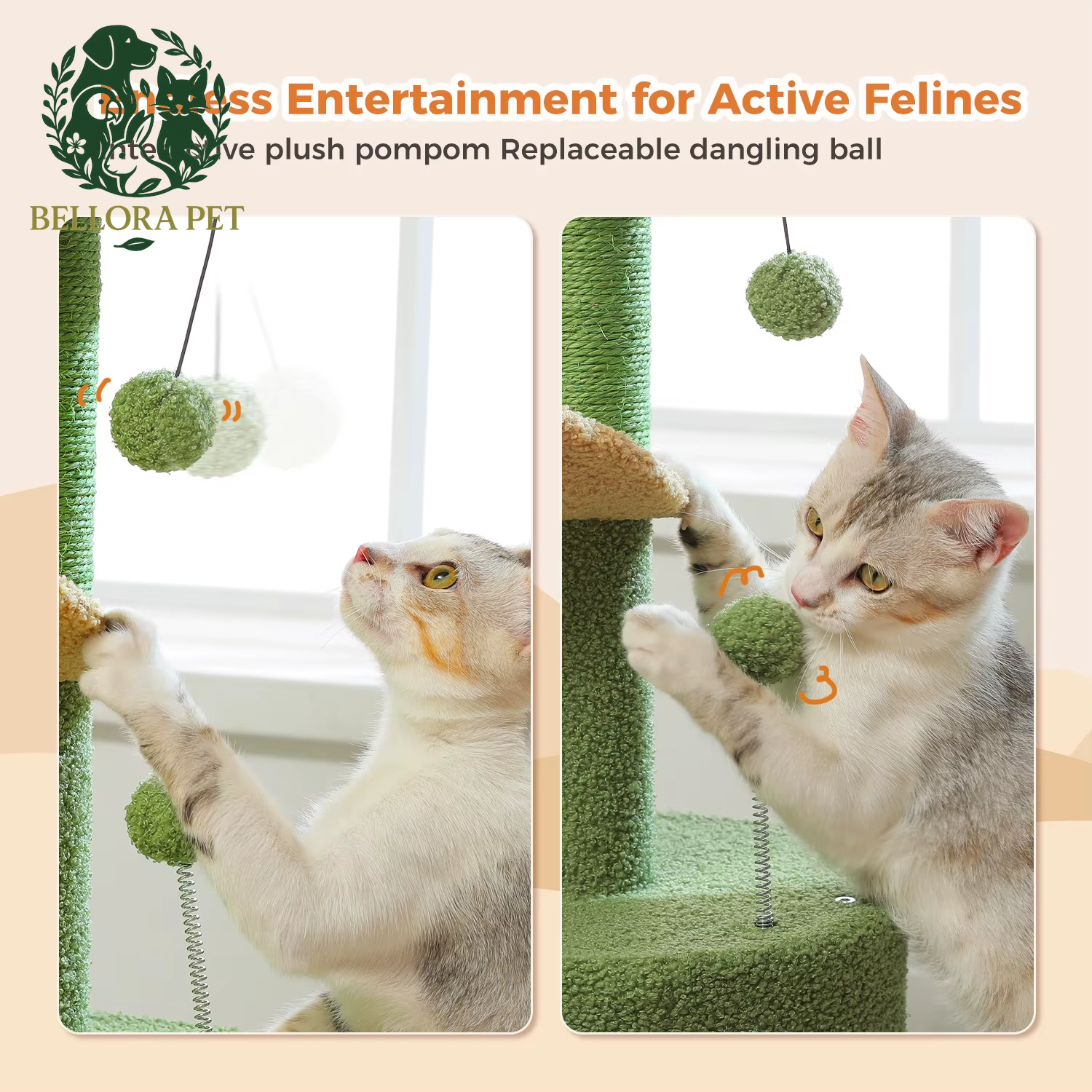 Cactus Oasis™ Cat Tree – Cozy Condo, Curved Perch & Scratch Post Playground