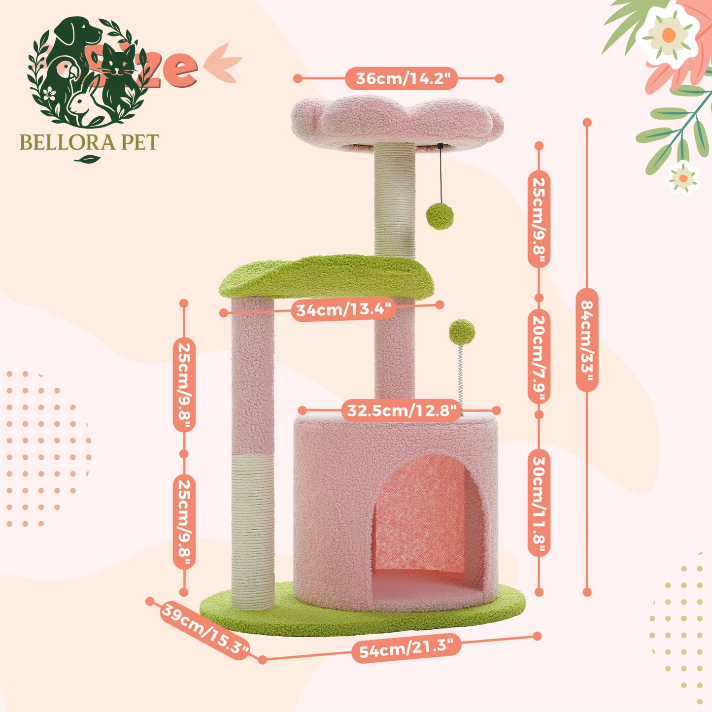 Cactus Oasis™ Cat Tree – Cozy Condo, Curved Perch & Scratch Post Playground