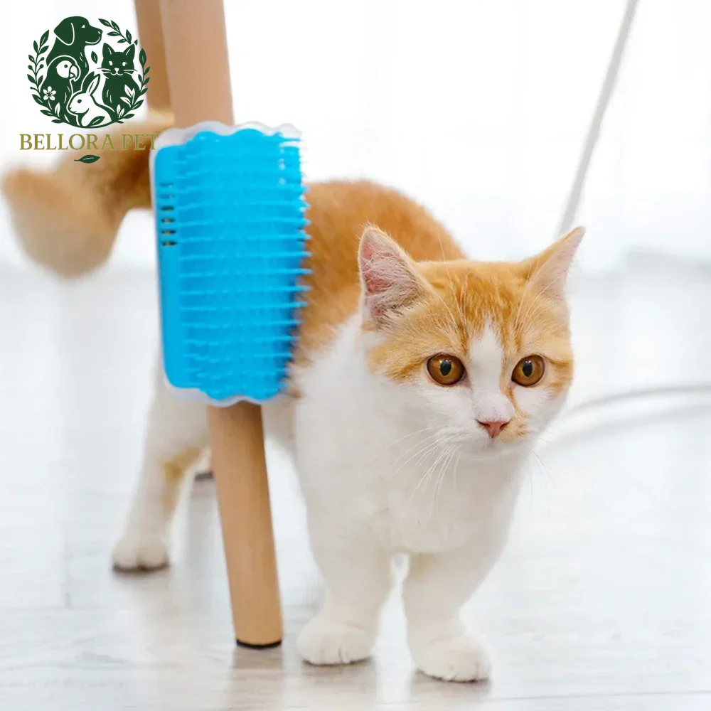PurrSpa™ Corner Massage Tree – Self-Grooming Brush & Scratcher for Cats