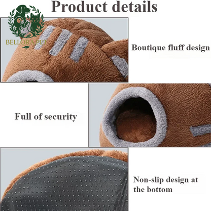Winter Snuggle Cave – Foldable Plush Dog & Cat House with Non-Slip Base