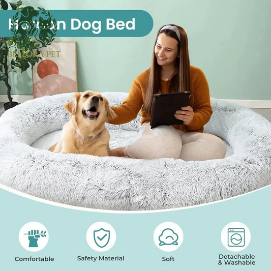 SnuggleNest™ Giant Human Dog Bed – Ultra-Plush Retreat for You & Your Pet