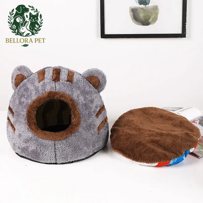 Winter Snuggle Cave – Foldable Plush Dog & Cat House with Non-Slip Base