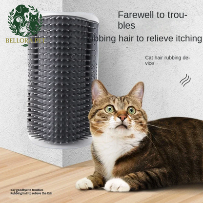 PurrSpa™ Corner Massage Tree – Self-Grooming Brush & Scratcher for Cats