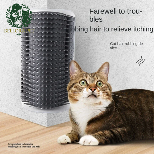 PurrSpa™ Corner Massage Tree – Self-Grooming Brush & Scratcher for Cats